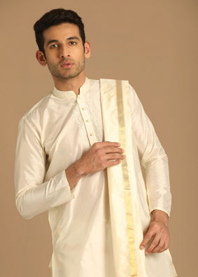 Traditional South White Dhoti Set image number 0